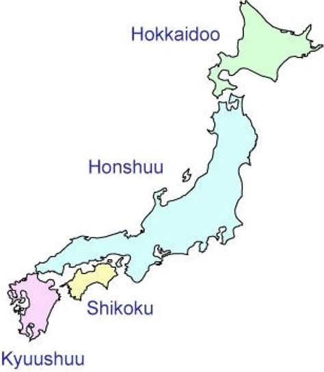 4 main islands of japan map